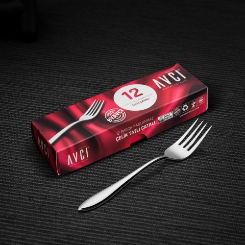 Elit 12 Adet Tatlı Çatalı 18/10 Paslanmaz Çelik 2 mm