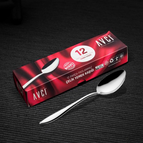 Elit 12 Parça Yemek Kaşığı 18/10 Paslanmaz Çelik 2,5 mm