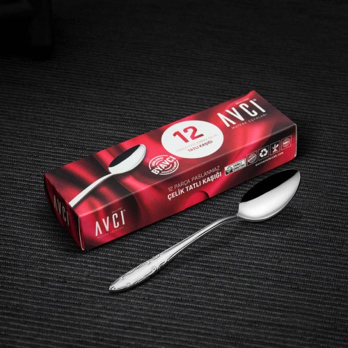 Hürrem 12 Parça Tatlı Kaşığı 18/10 Paslanmaz Çelik 2 mm