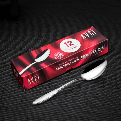 Hürrem 12 Parça Yemek Kaşığı 18/10 Paslanmaz Çelik