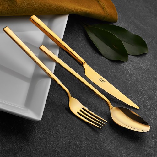 Klas Titanyum Gold 84 Parça Çatal Kaşık Bıçak Takımı 18/10 Paslanmaz Çelik